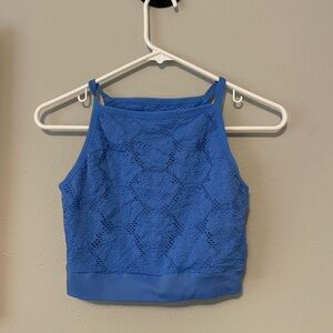 aerie Blue Lace Crochet Crop Tank